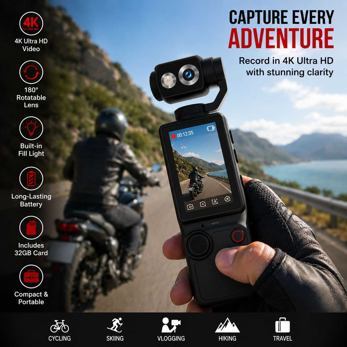 Action Camera for Sports, Travel & Outdoor Adventures
